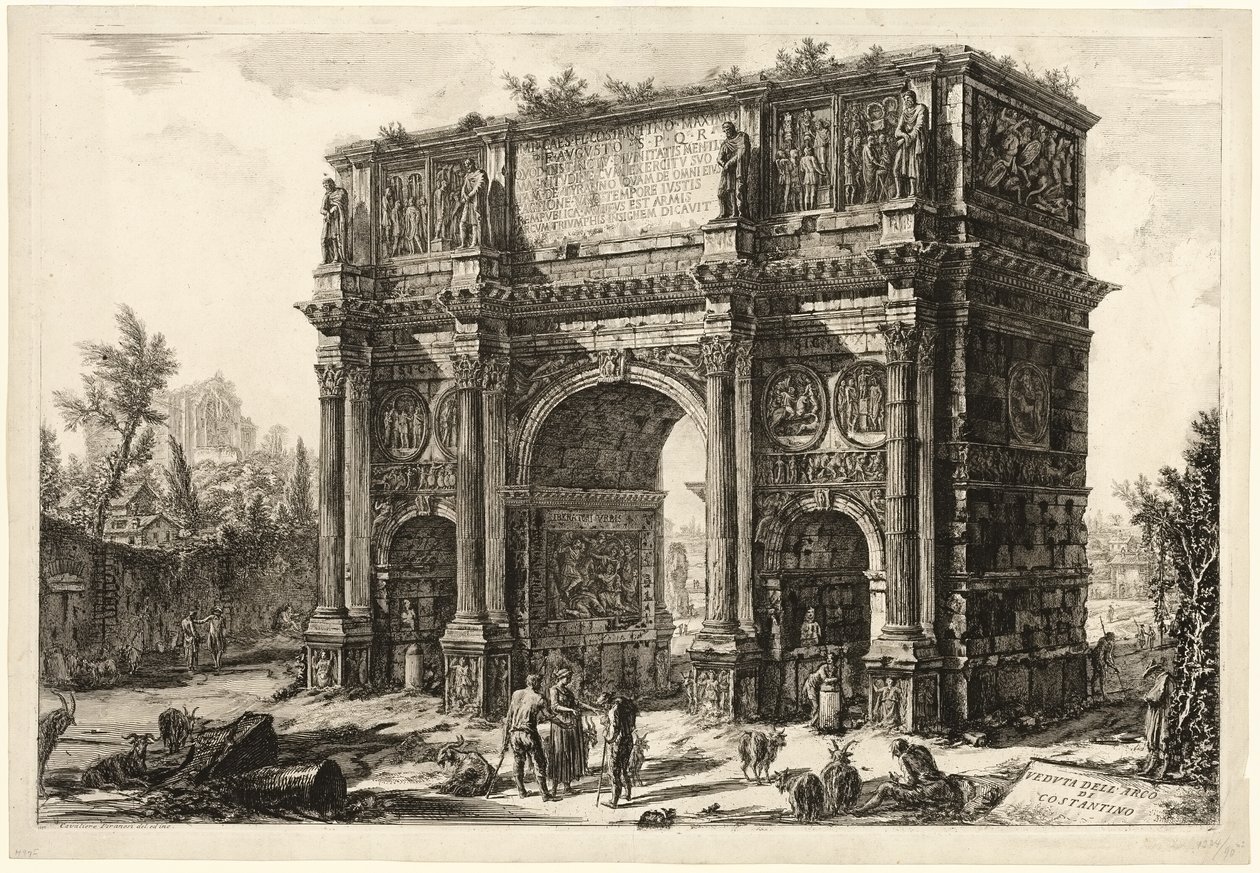 Kilátás a Konstantin diadalívére, a Római kilátásból alkotó: Giovanni Battista Piranesi