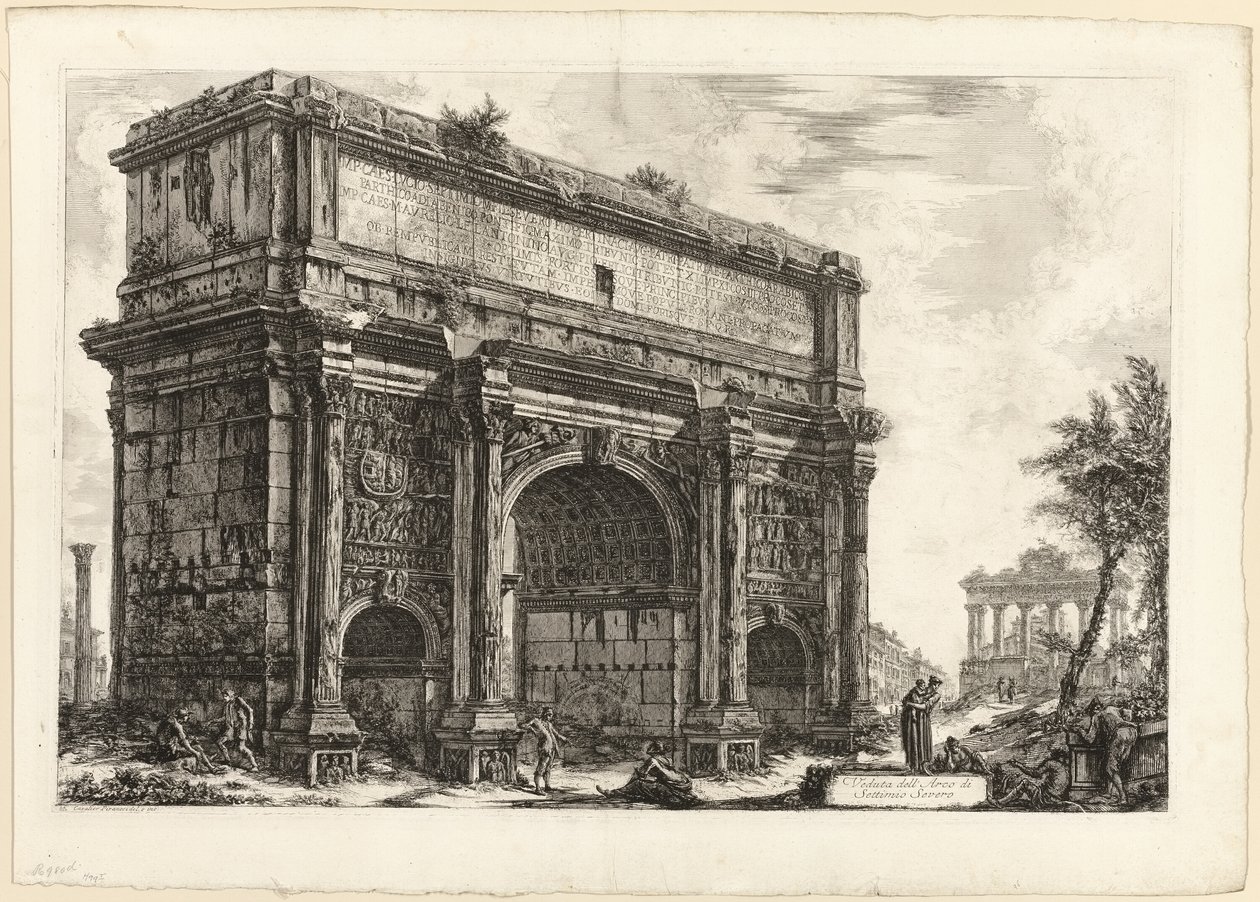 Kilátás a Septimius Severus boltívre, a Római kilátásból alkotó: Giovanni Battista Piranesi