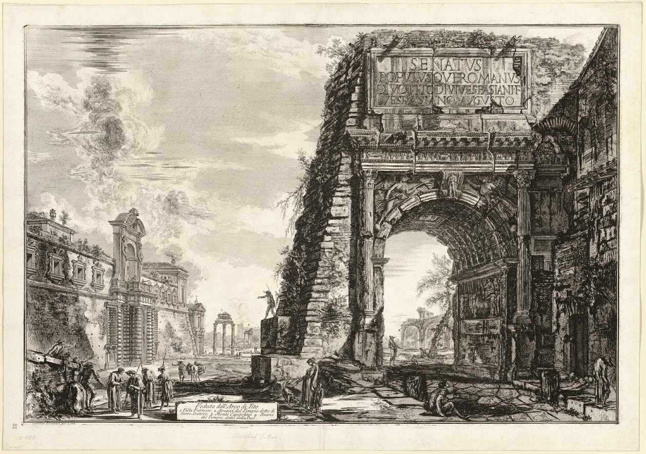 Kilátás a Titus diadalívre, a Római kilátásból alkotó: Giovanni Battista Piranesi