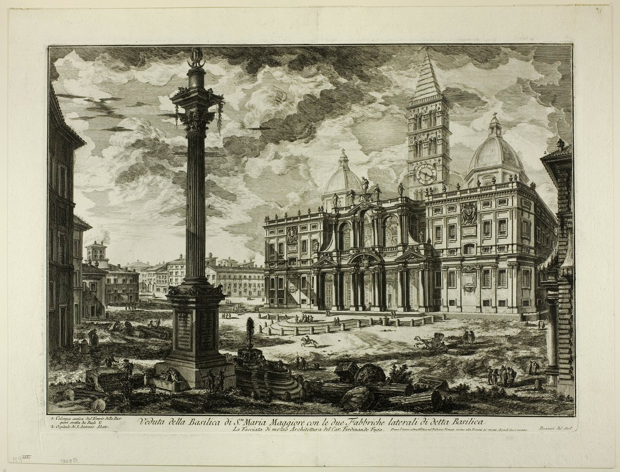 Kilátás a S. Maria Maggiore-bazilikára két szomszédos szárnyával a Római kilátásból alkotó: Giovanni Battista Piranesi