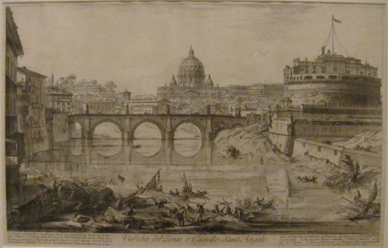 "A híd és az Angyalvár látképe" Giovanni Battista Piranesi "Róma látképei" című művéből, metszet, Honolulu Museum of Art, Honolulu Museum of Art alkotó: Giovanni Battista Piranesi