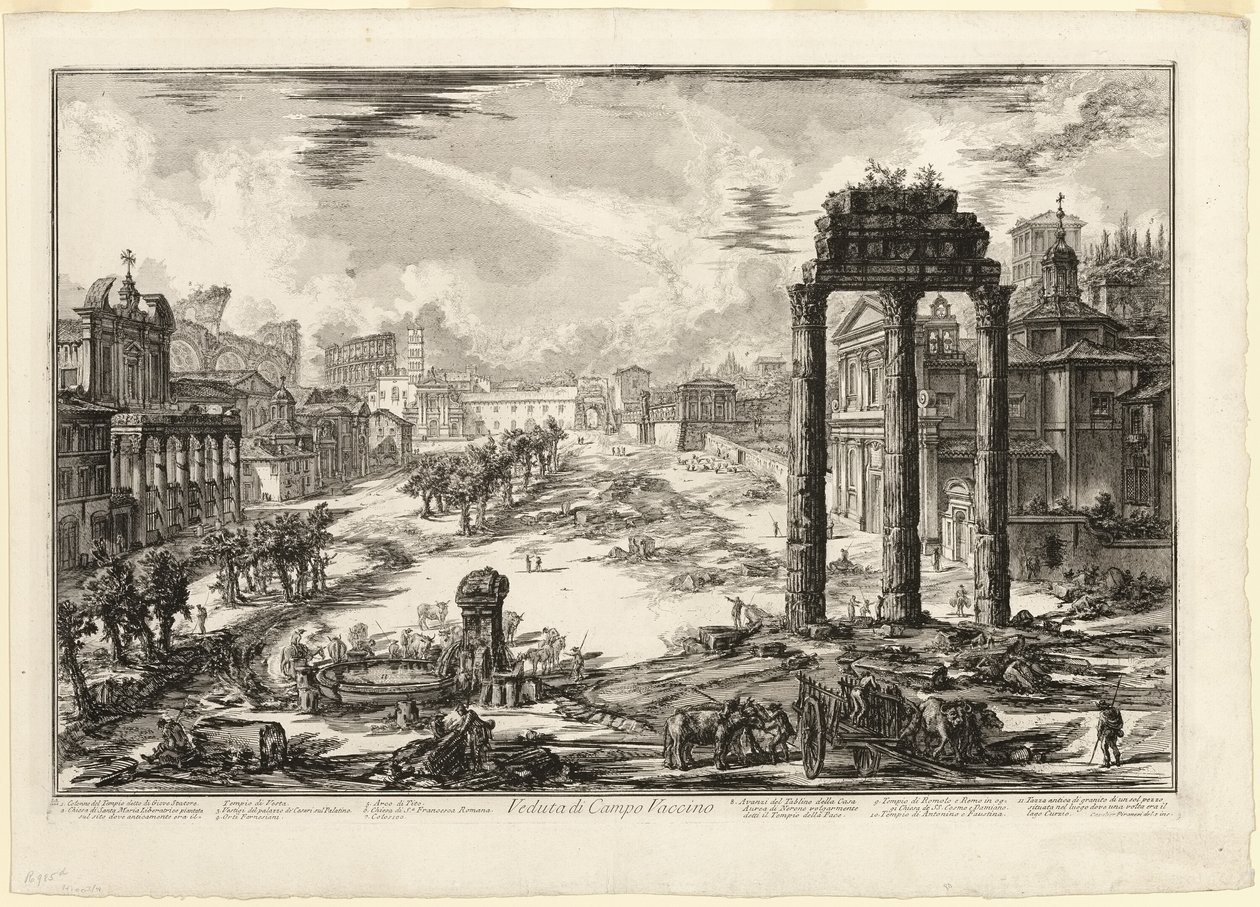 Kilátás a Campo Vaccino-ra, a Római kilátásból alkotó: Giovanni Battista Piranesi