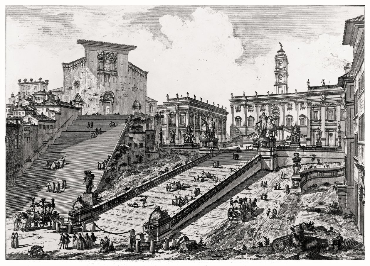 Kilátás a Capitolium-hegyre, a "Róma kilátásai" sorozatból, 1760 körül alkotó: Giovanni Battista Piranesi