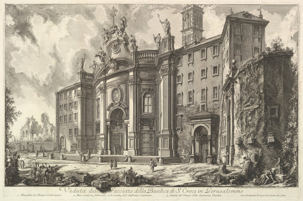 Kilátás a Gerusalemme-i S. Croce-bazilika homlokzatára [a jerusi Szent Kereszt..., kb. 1750. alkotó: Giovanni Battista Piranesi