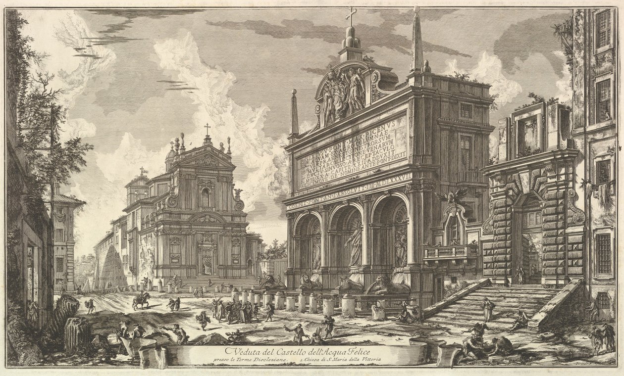 Az Acqua Felice forrásának látképe..., a Vedute di Roma (Római látképek) című műből alkotó: Giovanni Battista Piranesi