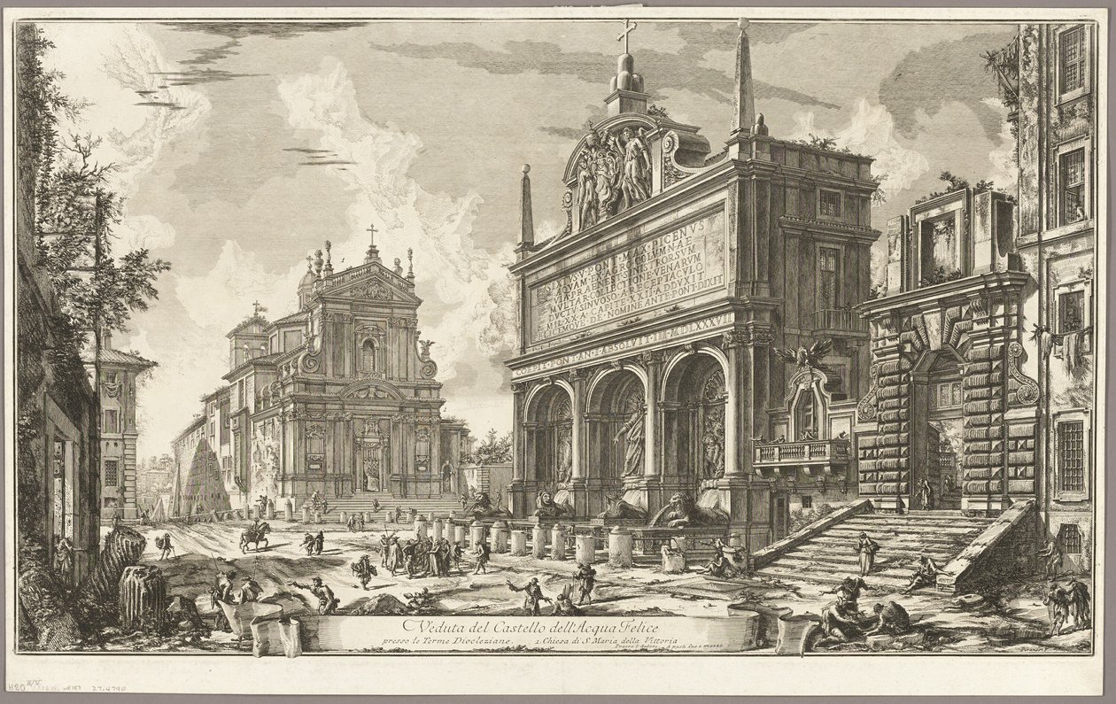 Kilátás az Acqua Felice szökőkútjára, a Római kilátásból alkotó: Giovanni Battista Piranesi