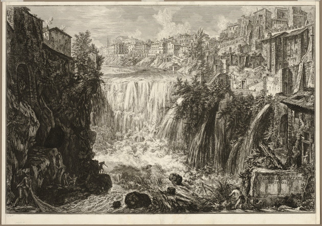 Kilátás a Tivoli Grand Cascade-jára, a Views of Rome-ból alkotó: Giovanni Battista Piranesi