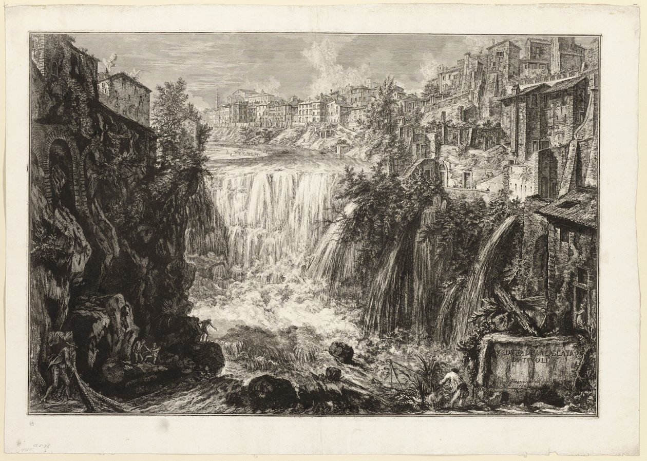 Kilátás a Tivoli Grand Cascade-jára, a Views of Rome-ból alkotó: Giovanni Battista Piranesi