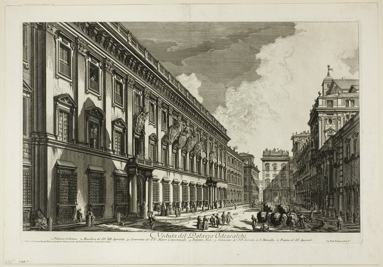 Kilátás a Palazzo Odescalchira, a Római kilátásból alkotó: Giovanni Battista Piranesi