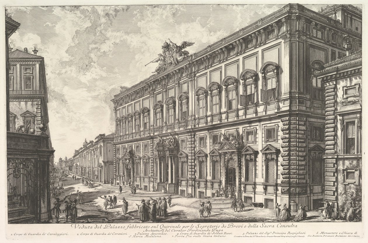 Kilátás a Palazzo della Consultára a Quirinalon, ahol a pápai titkárság található, f..., kb. 1760-78. alkotó: Giovanni Battista Piranesi