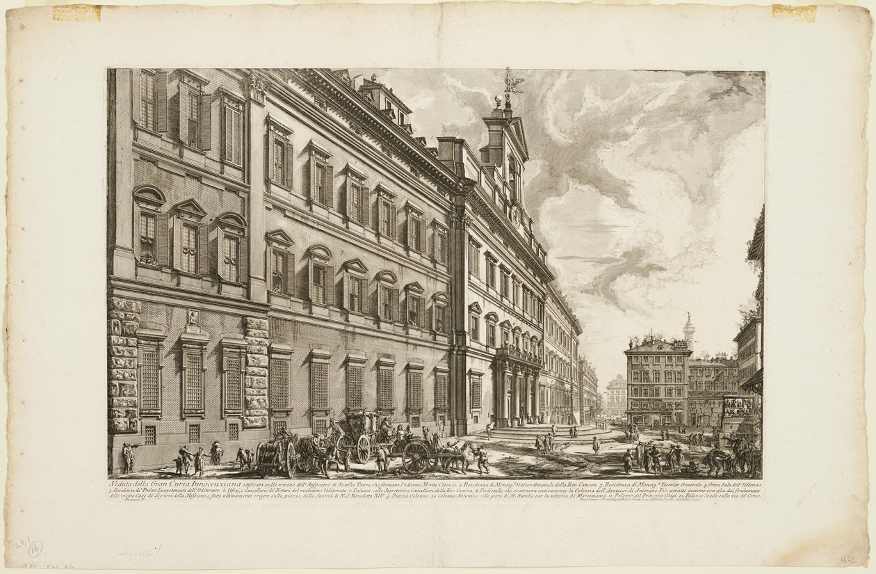 Kilátás a Palazzo di Montecitorióra a Római kilátásból alkotó: Giovanni Battista Piranesi