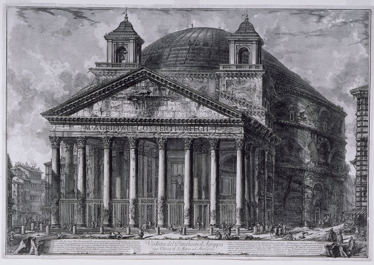 Kilátás az Agrippai Panteonra, 1761 körül (rézkarcok) alkotó: Giovanni Battista Piranesi