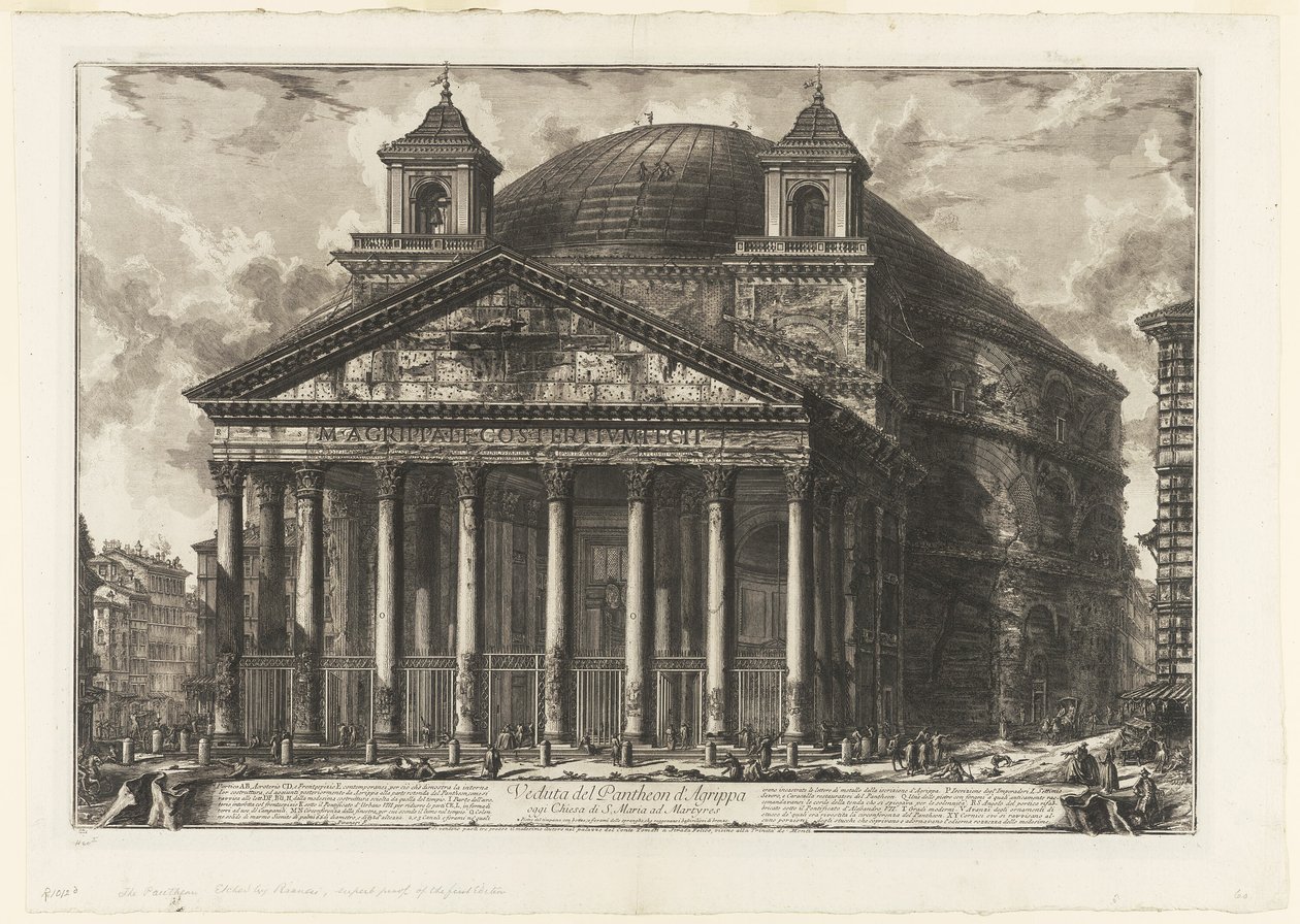 Kilátás az Agrippai Pantheonra, ma S. Maria ad Martyres, a Views of Romeból alkotó: Giovanni Battista Piranesi