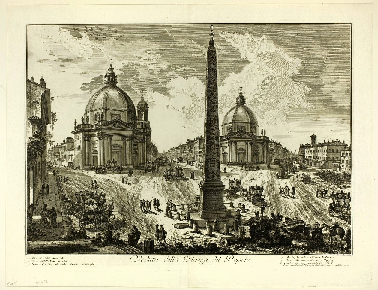 Kilátás a Piazza del Popolo-ra, a Római kilátásból alkotó: Giovanni Battista Piranesi