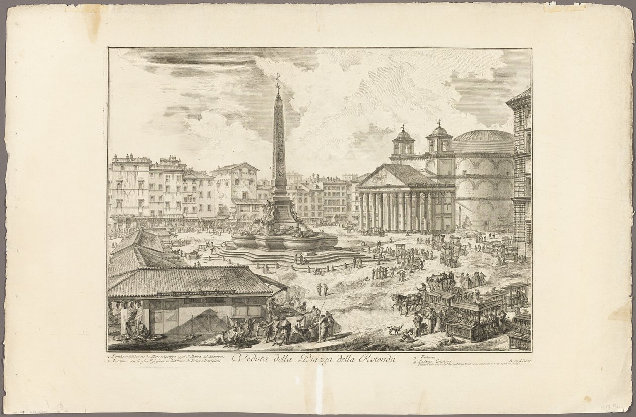 Kilátás a Piazza della Rotonda térre, a Római kilátásból alkotó: Giovanni Battista Piranesi