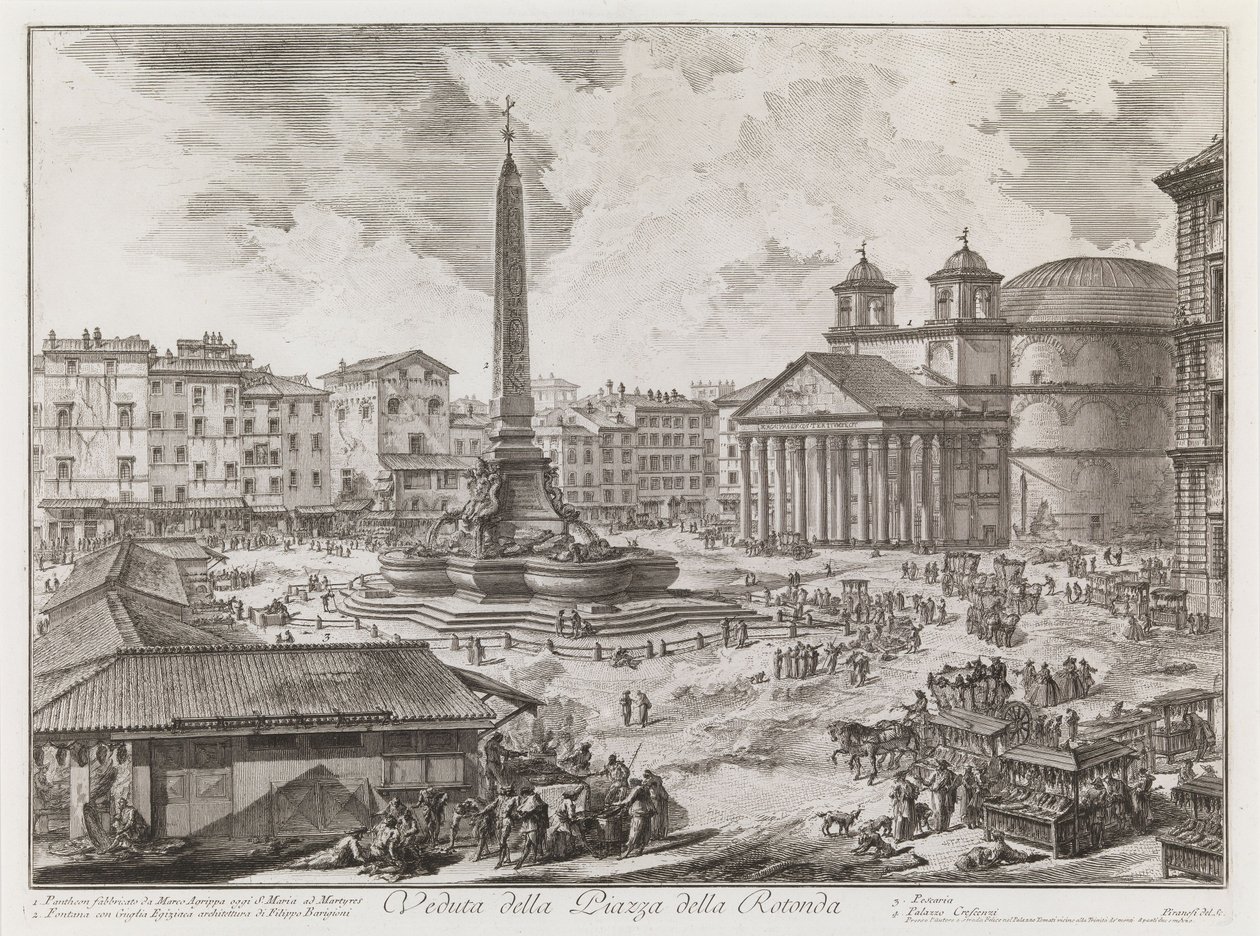 A Piazza della Rotonda látképe, a Vedute di Roma sorozatból alkotó: Giovanni Battista Piranesi