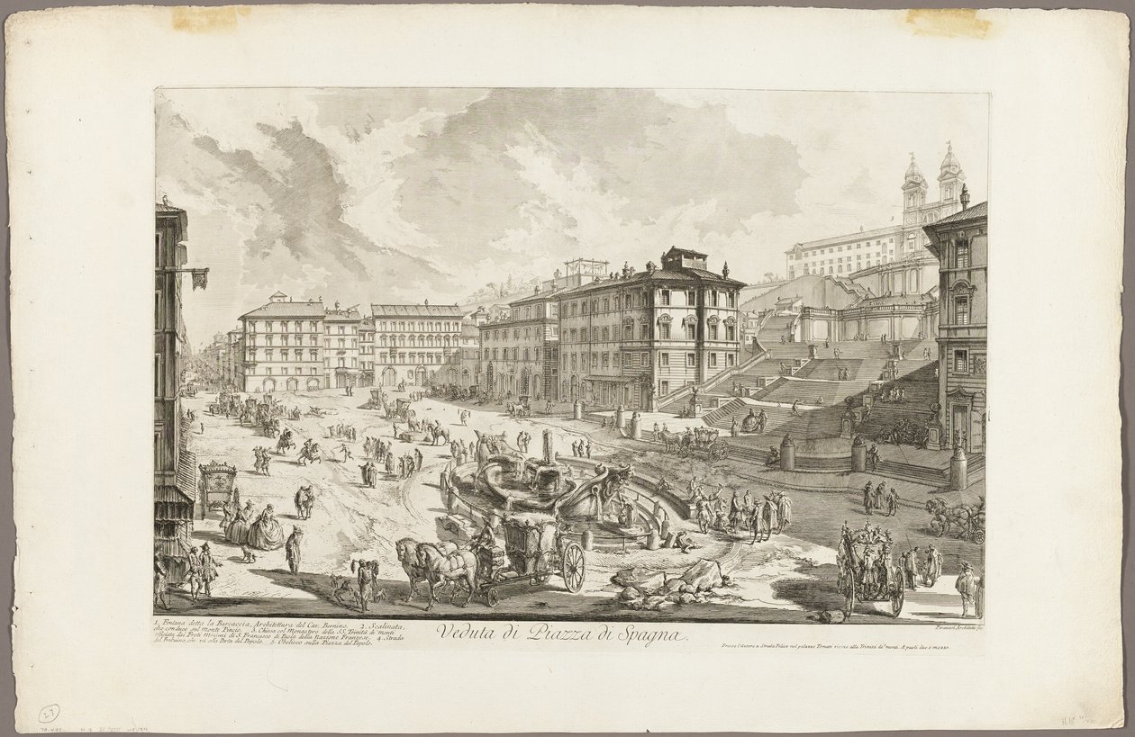 Kilátás a Piazza di Spagna-ra, a Római kilátásból alkotó: Giovanni Battista Piranesi