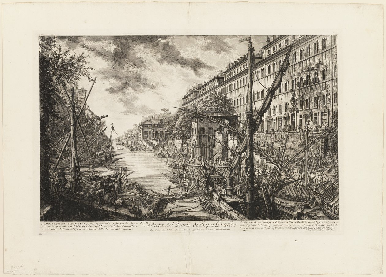 Kilátás a Ripa Grande kikötőre, a Római kilátásból alkotó: Giovanni Battista Piranesi