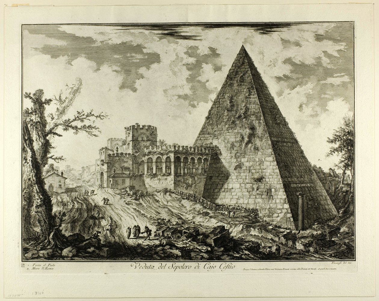 Kilátás Cestius piramis sírjára, a Római kilátásból alkotó: Giovanni Battista Piranesi