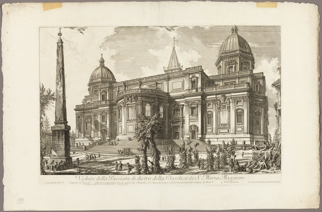 Kilátás a S. Maria Maggiore-bazilika hátsó bejáratára a Római kilátásból alkotó: Giovanni-Battista Piranesi