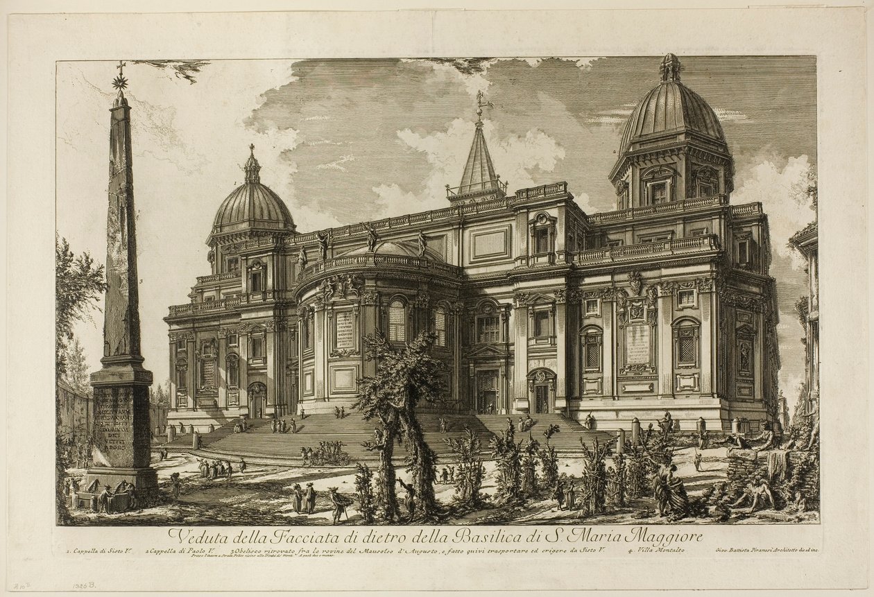 Kilátás a S. Maria Maggiore-bazilika hátsó bejáratára a Római kilátásból alkotó: Giovanni Battista Piranesi