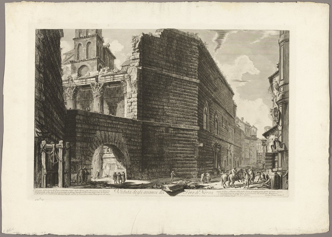 Kilátás a Forum of Nerva maradványaira, a Római kilátásból alkotó: Giovanni Battista Piranesi