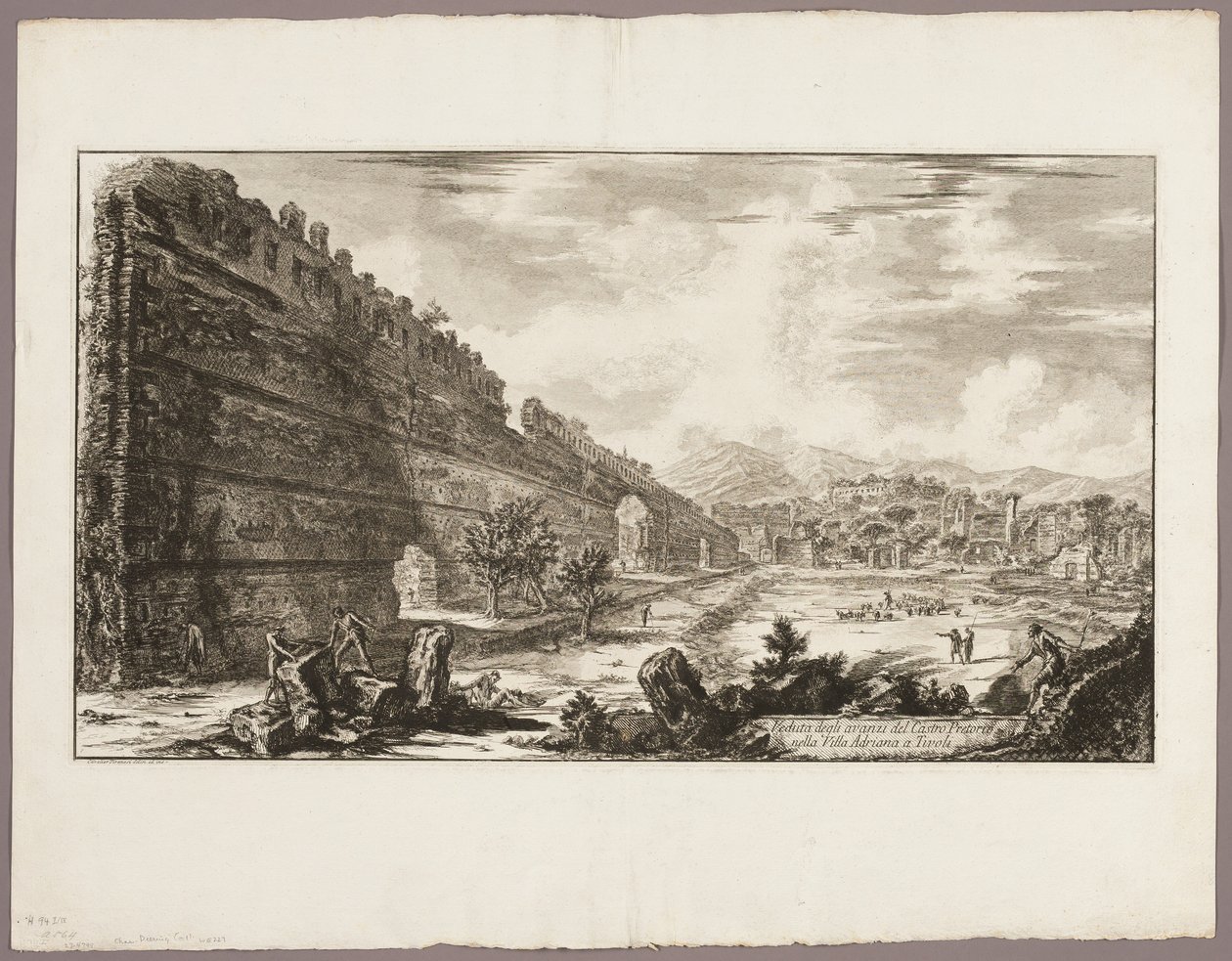 A prétoriánus erőd [a Poecile] maradványainak látképe, Hadrianus villája, Tivoli, a Views of Rome (Róma látképei) című képből. alkotó: Giovanni Battista Piranesi