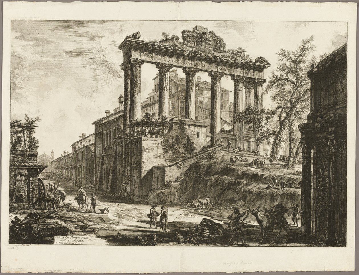 Kilátás az úgynevezett Concord-templomra, a Views of Rome oldalról alkotó: Giovanni Battista Piranesi