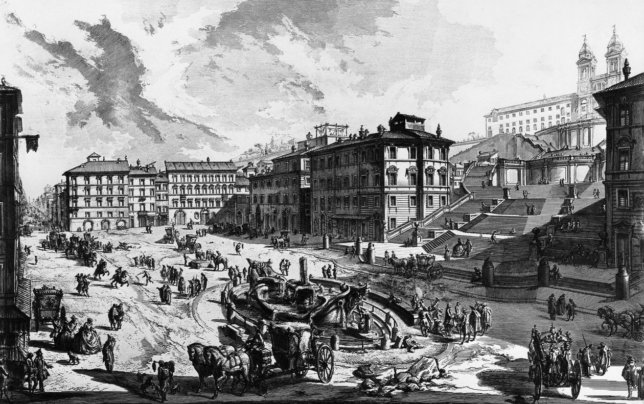 Kilátás a Spanyol lépcsőre, Rómában, Olaszországban alkotó: Giovanni Battista Piranesi
