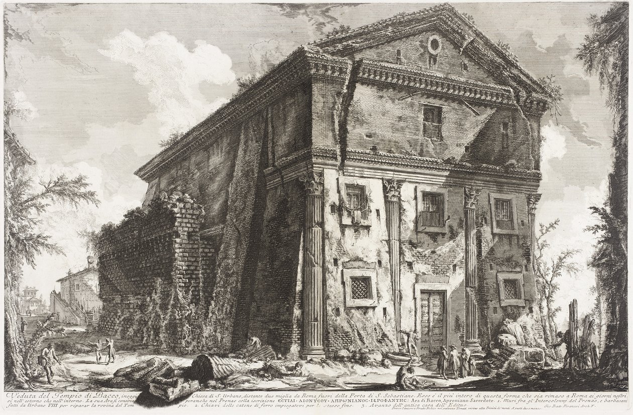 Kilátás a Bacchus-templomra, 1760-78 alkotó: Giovanni Battista Piranesi