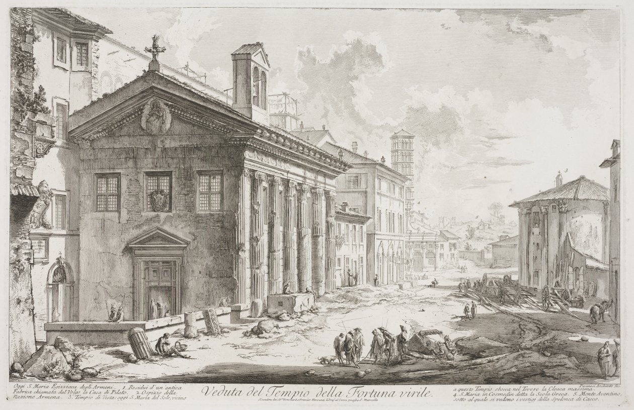 Kilátás a Fortuna Virilis templomra, ma az örmény S. Maria Egiziaca templomra, 1760-78 körül (rézkarc) alkotó: Giovanni Battista Piranesi