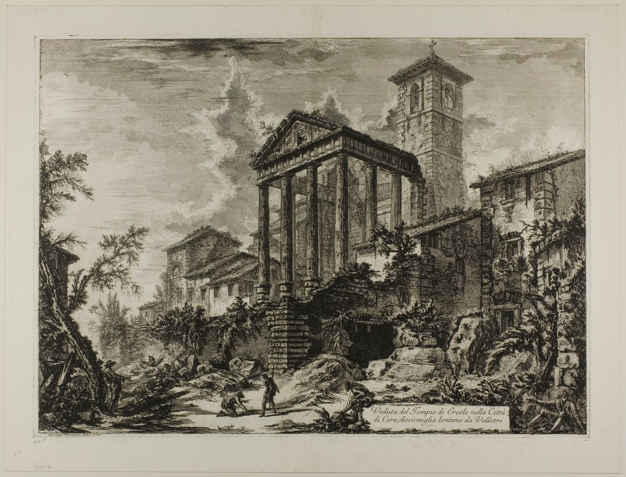 Kilátás a Cori-i Herkules-templomra, tíz mérföldre Velletritől, a Views of Rómából alkotó: Giovanni Battista Piranesi