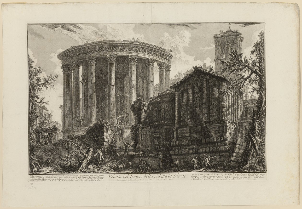 Kilátás a tivolii Szibilla templomra, a Róma kilátásaiból alkotó: Giovanni Battista Piranesi