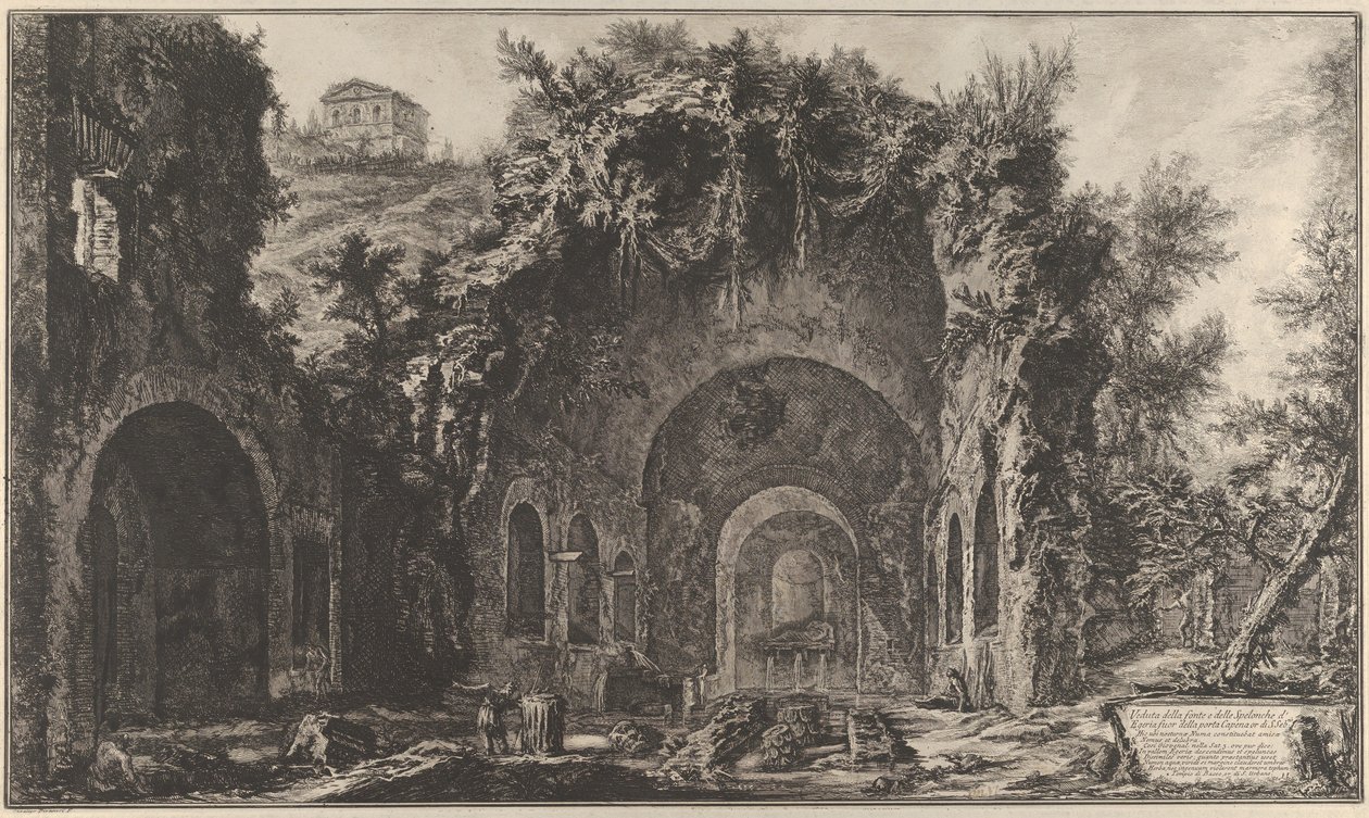 Kilátás a szökőkútra és az Egiria-barlangra a Porta Capenán kívül, 1760-78. alkotó: Giovanni Battista Piranesi