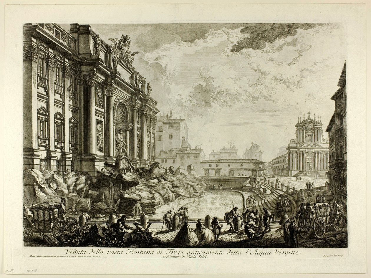 Kilátás a nagy Trevi-kútra, amelyet korábban Acqua Vergine-nek hívtak, a Views of Rome-ból alkotó: Giovanni Battista Piranesi