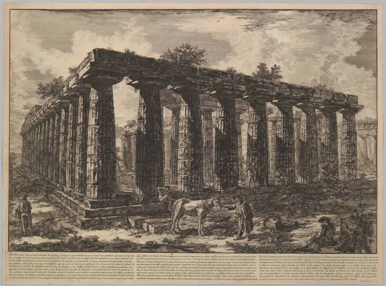 Nézet, amely egy nagy oszlopkerítés maradványait mutatja..., a Différentes vues de ..., kb. 1748. alkotó: Giovanni-Battista Piranesi