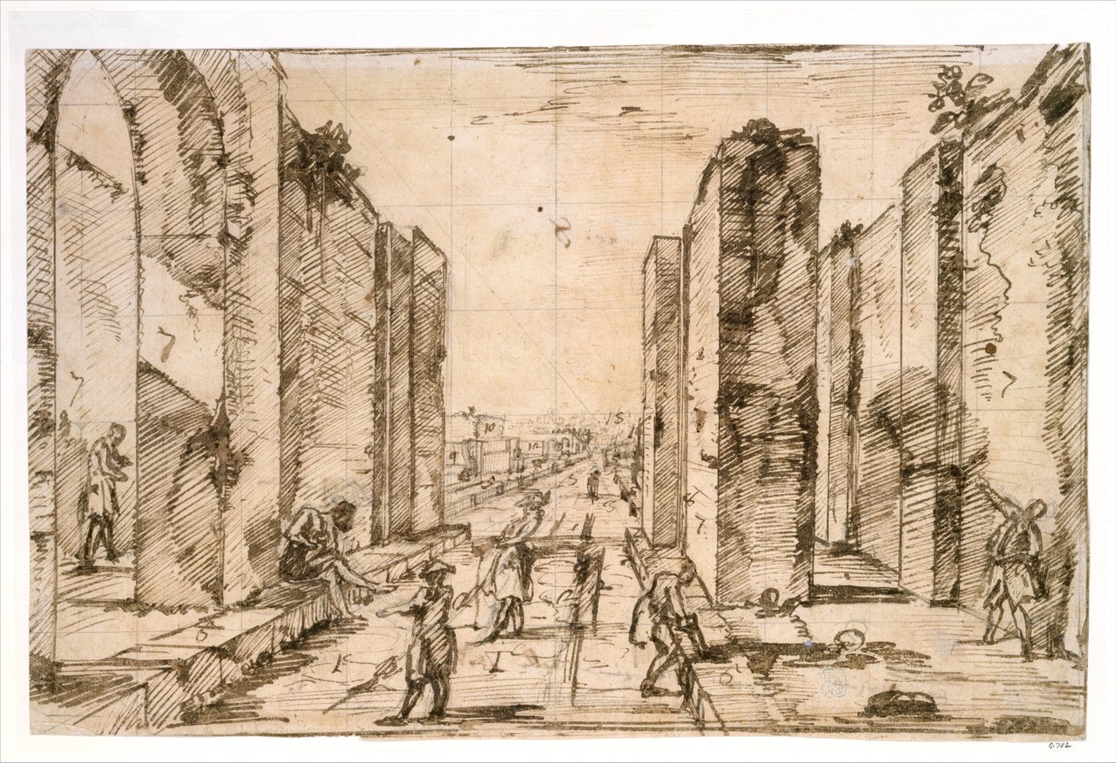 Kilátás a Herculaneum-kapun át, Pompeji alkotó: Giovanni Battista Piranesi