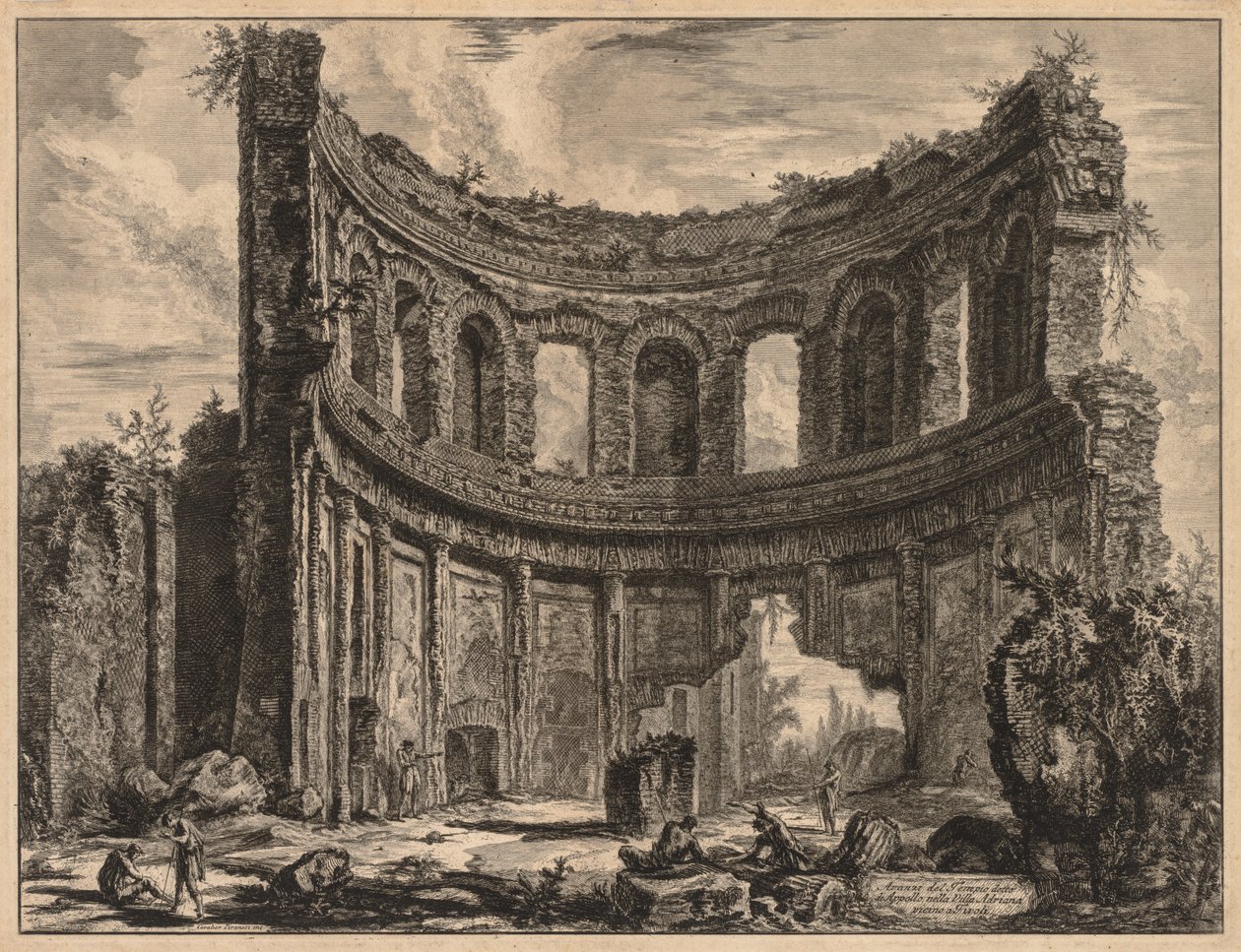Kilátás Rómára: Apollón templomának maradványai a Hadrians-villa közelében, 1768. alkotó: Giovanni Battista Piranesi