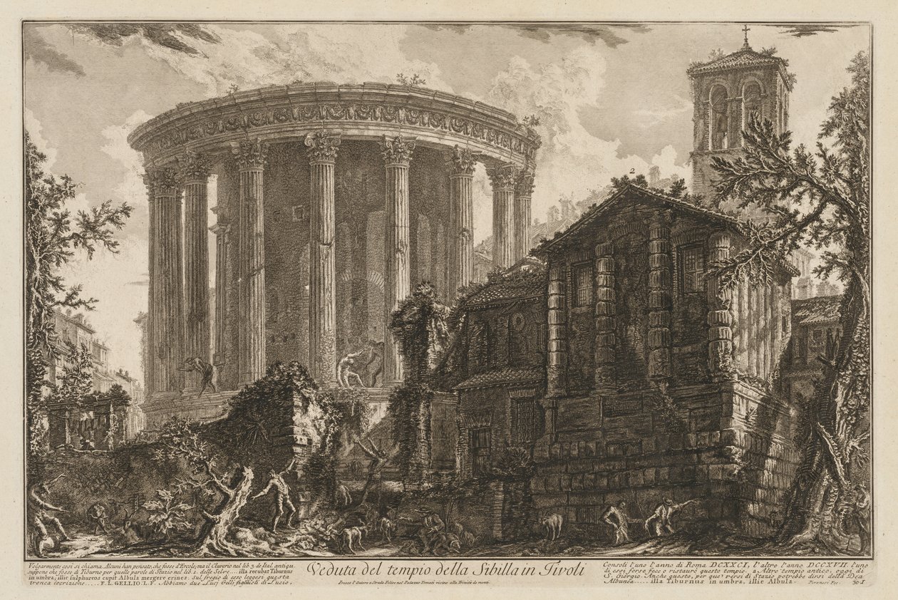 Róma látképe: Szibilla temploma a Tivoliban alkotó: Giovanni Battista Piranesi