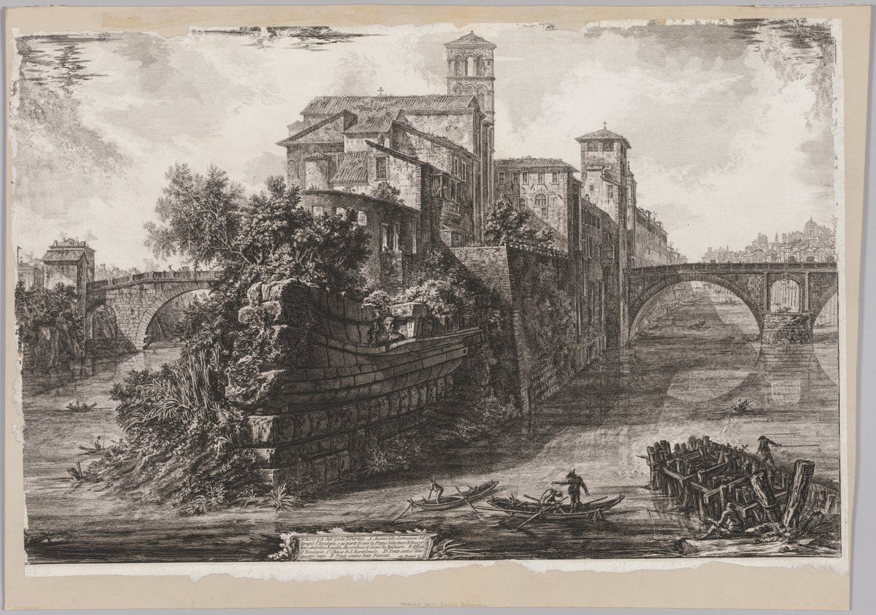 Róma látképe: The Isola Tiberina alkotó: Giovanni Battista Piranesi
