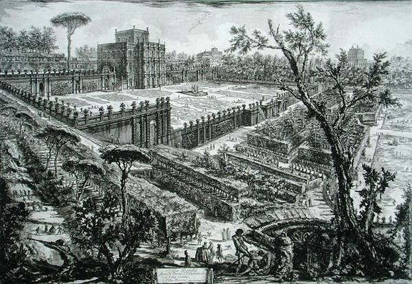 Villa Pamphili, a „Különféle építészeti munkák, perspektívák, groteszkek, régiségek” című művéből, 1743-ban (metszet) alkotó: Giovanni Battista Piranesi