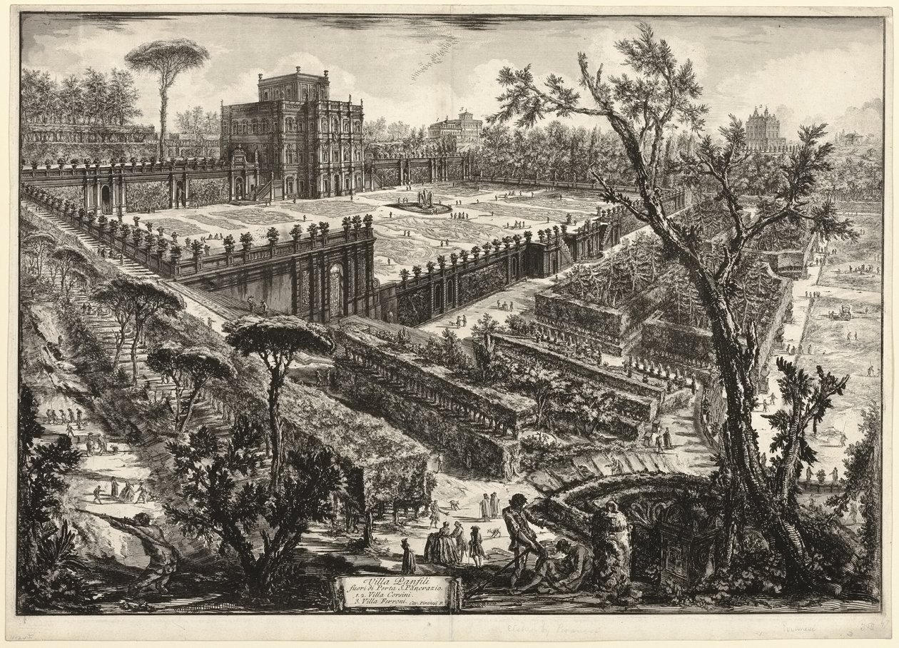 Villa Pamphili a Porta S. Pancrazio mellett, a Római kilátásból alkotó: Giovanni Battista Piranesi