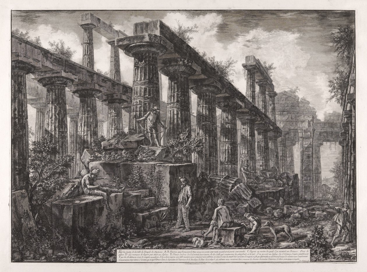 Neptunusz temploma cellájának romjai, Különböző látképek ... Pesto városáról című műből alkotó: Giovanni Battista Piranesi