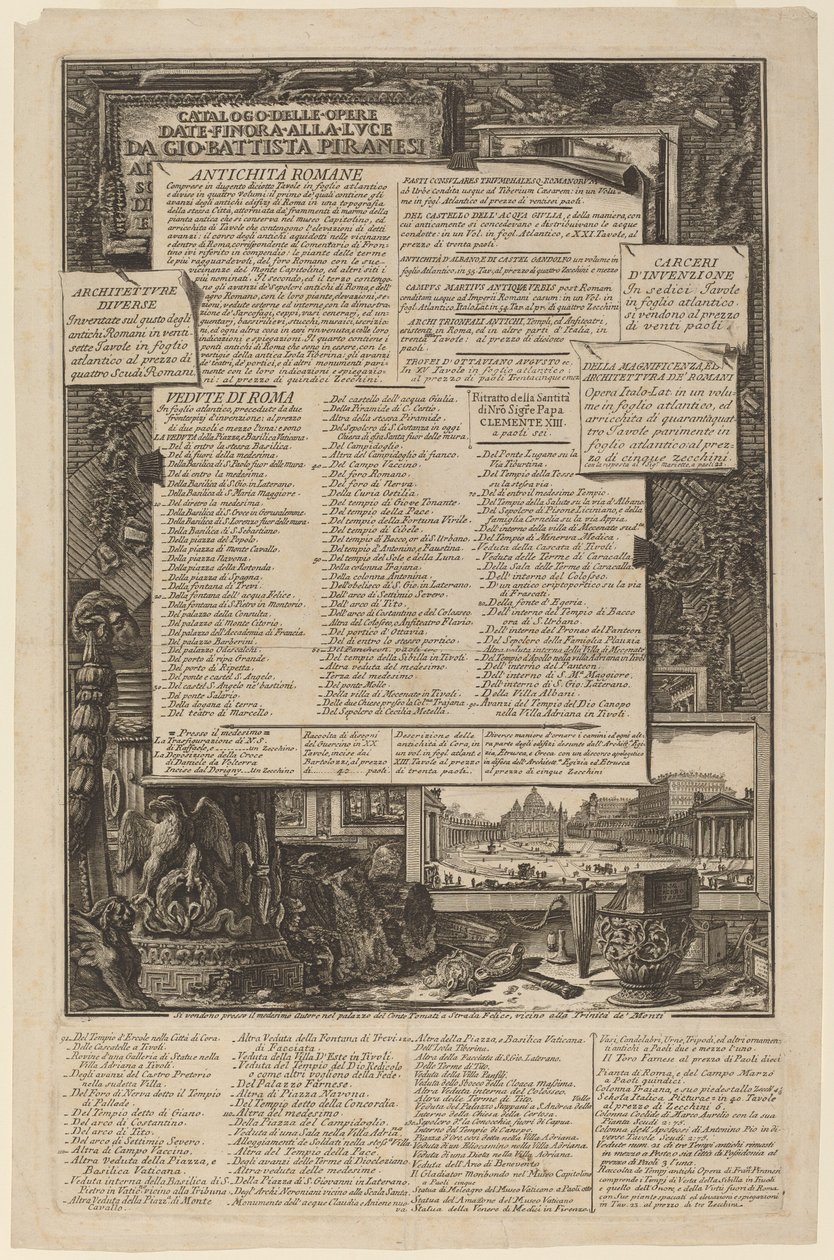 Gio Battista Piranesi által Lvce-nek eddig átadott művek katalógusa alkotó: Giovanni Battista Piranesi and Francesco Piranesi