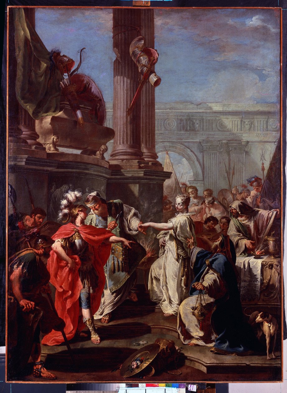 La sacrifice de Polyxene (A polixén áldozata). Polyxene par Neoptoleme, a görög hős sur le tombeau d