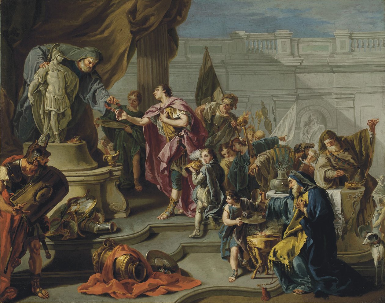 Scipio tiszteleg a Mars előtt alkotó: Giovanni Battista Pittoni
