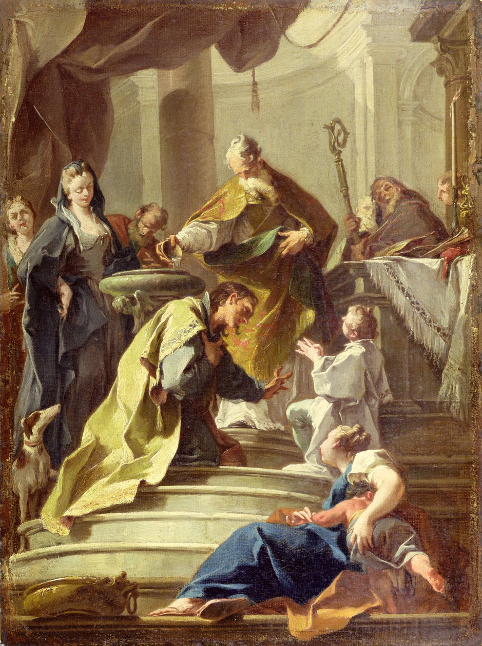 Szent Dánielt keresztelő Szent Prosdocimus (olaj, vászon) alkotó: Giovanni Battista Pittoni