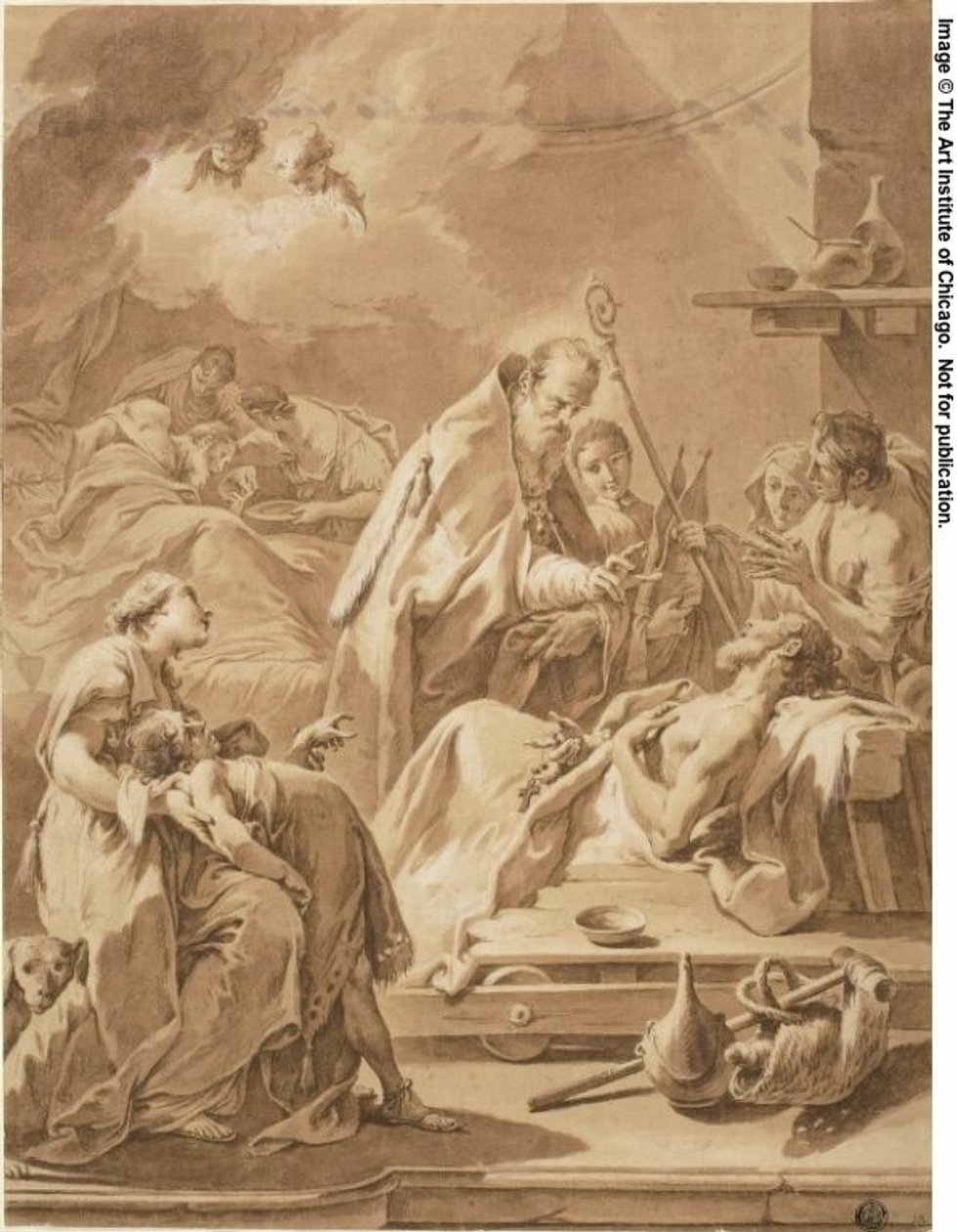 Szent Gilbert meglátogatja a betegeket alkotó: Giovanni Battista Pittoni the Younger