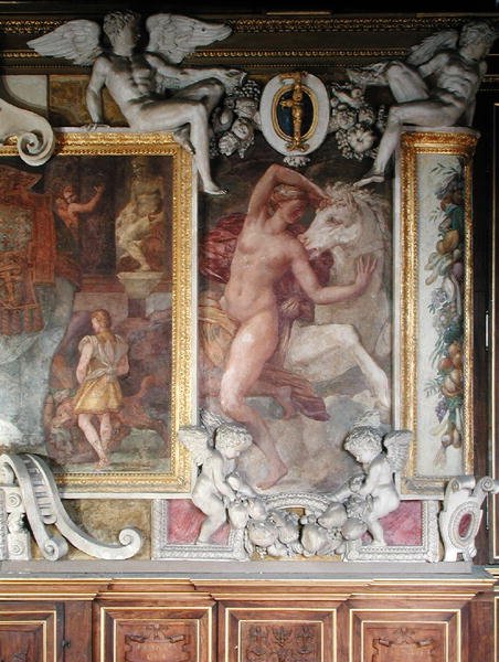 Női alak lóval, az I. Ferenc Képtárból, 1530-40 alkotó: Giovanni Battista Rosso Fiorentino