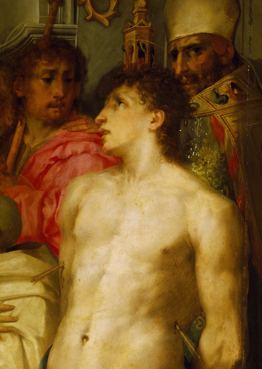 Madonna a gyermekkel a szentekkel, részlet alkotó: Giovanni Battista Rosso Fiorentino